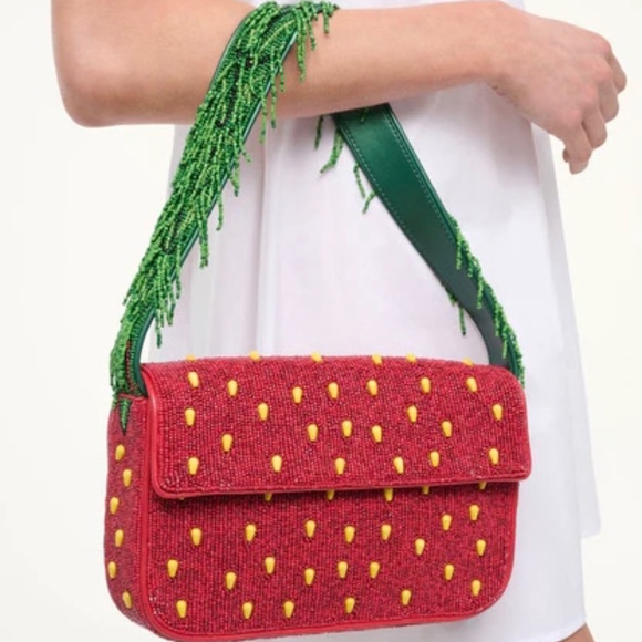STAUD Handbags - STAUD Tommy Beaded Bag Strawberry Dream